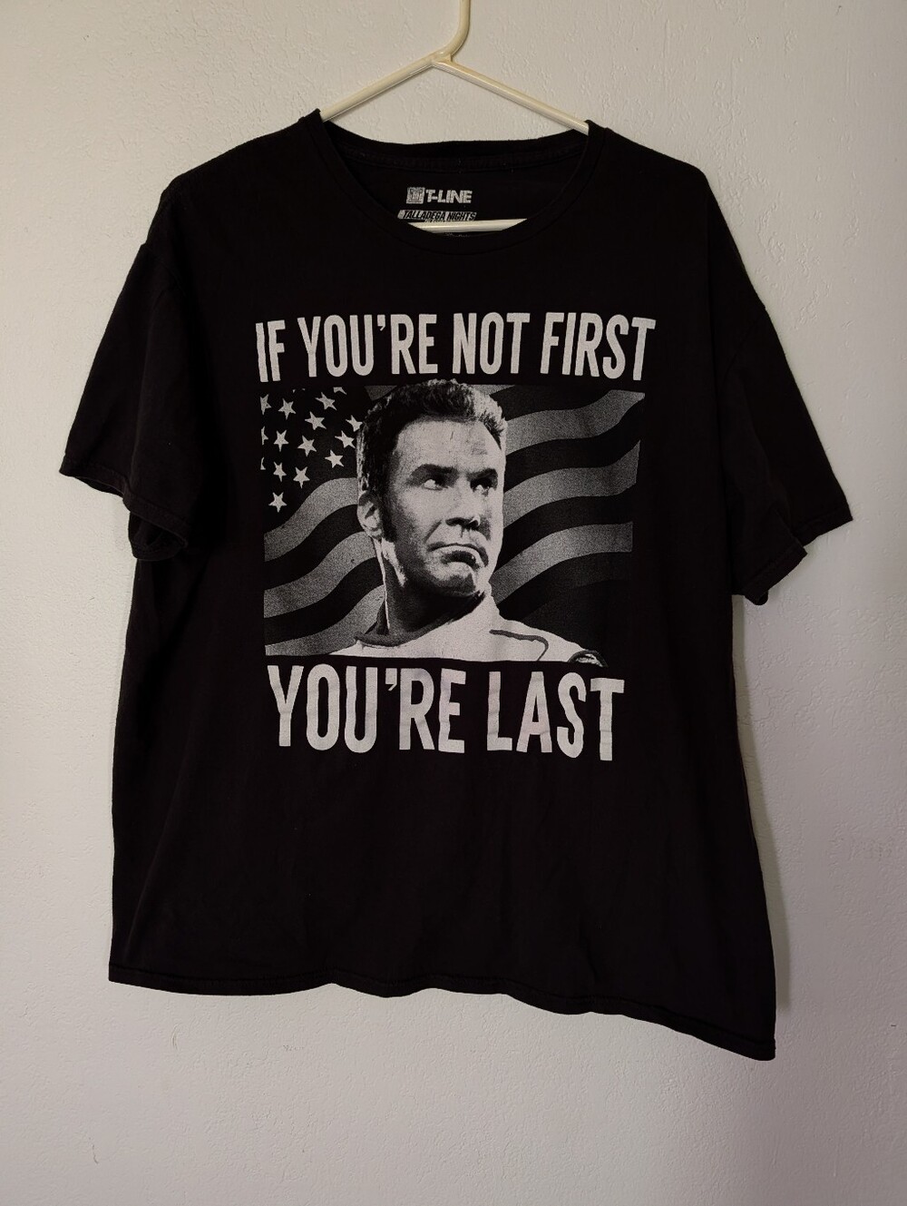 Talladega Nights Ricky Bobby If You're Not First You're Last Black T Shirt